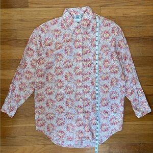 Laura Ashley pink floral patterned tunic button down top sz US 6